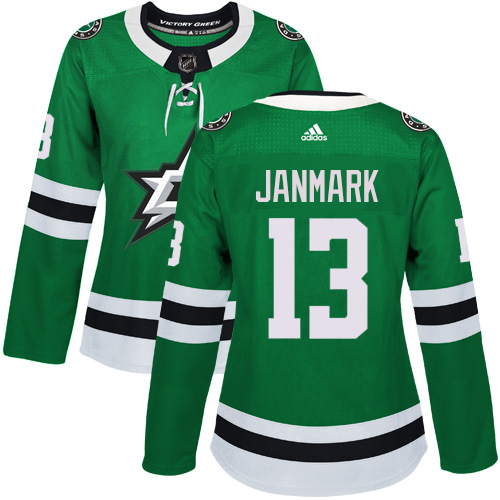 Adidas Dallas Stars 13 Mattias Janmark Green Home Authentic Women Stitched NHL Jersey
